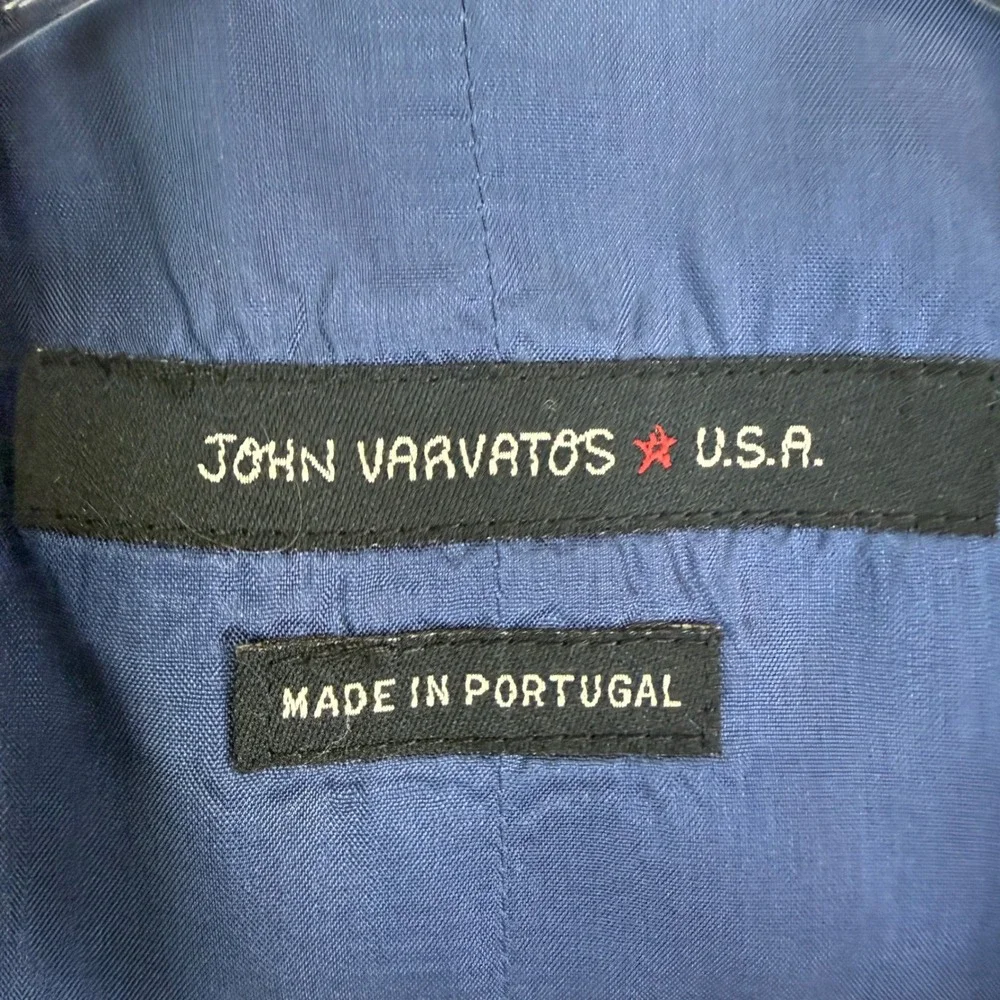 John Varvatos USA Blazer Vest Set Mens 42R Navy 100% Wool 2pc Suit Jacket 12994